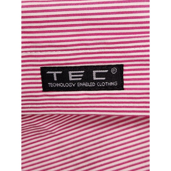 SCOTTeVEST SeV Pink Striped Zip Pockets Cotton TEC Button Down Shirt Men's Sz M - Picture 5 of 8